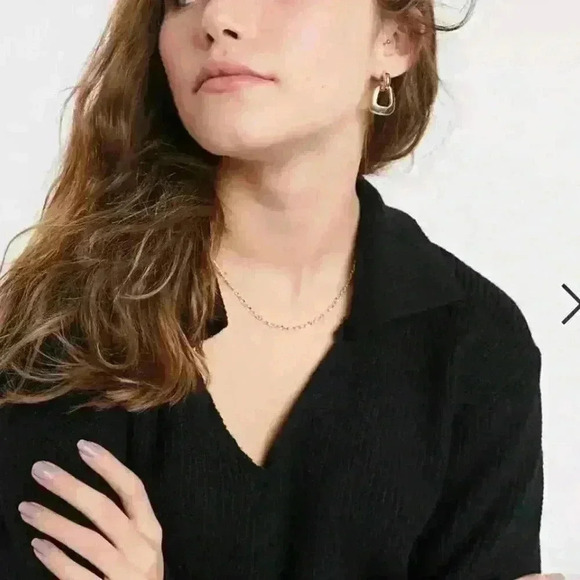 ASOS DESIGN v neck sweater with collar open knit in black size Small - Picture 6 of 12